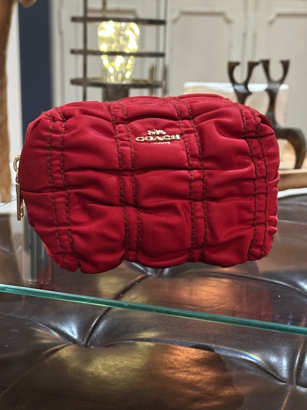 COACH Small Boxy Cosmetic Case w/Ruching Detail, in Red. NWOT - Picture 7 of 14